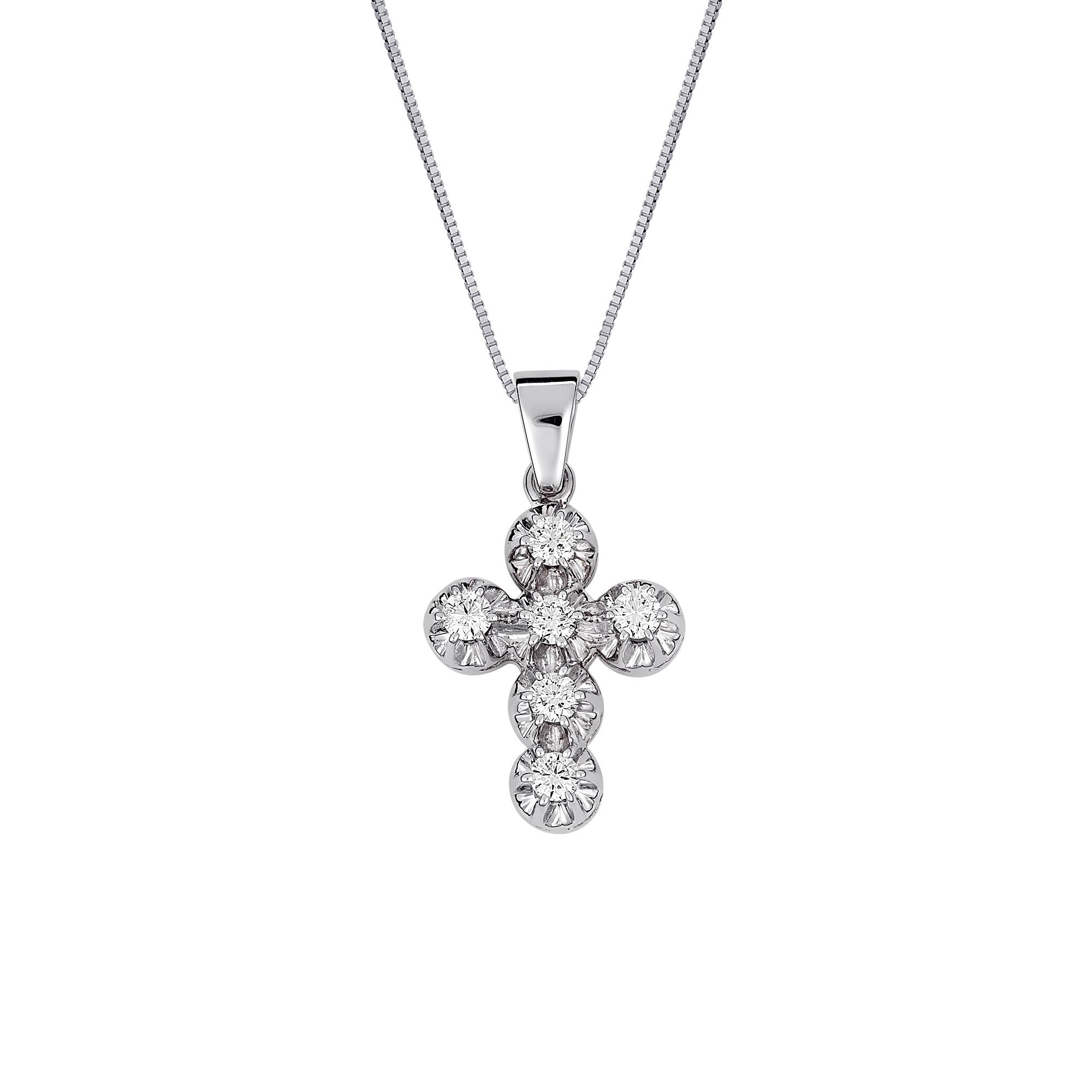 Σταυρός λευκόχρυσος με διαμάντια 0.90ct