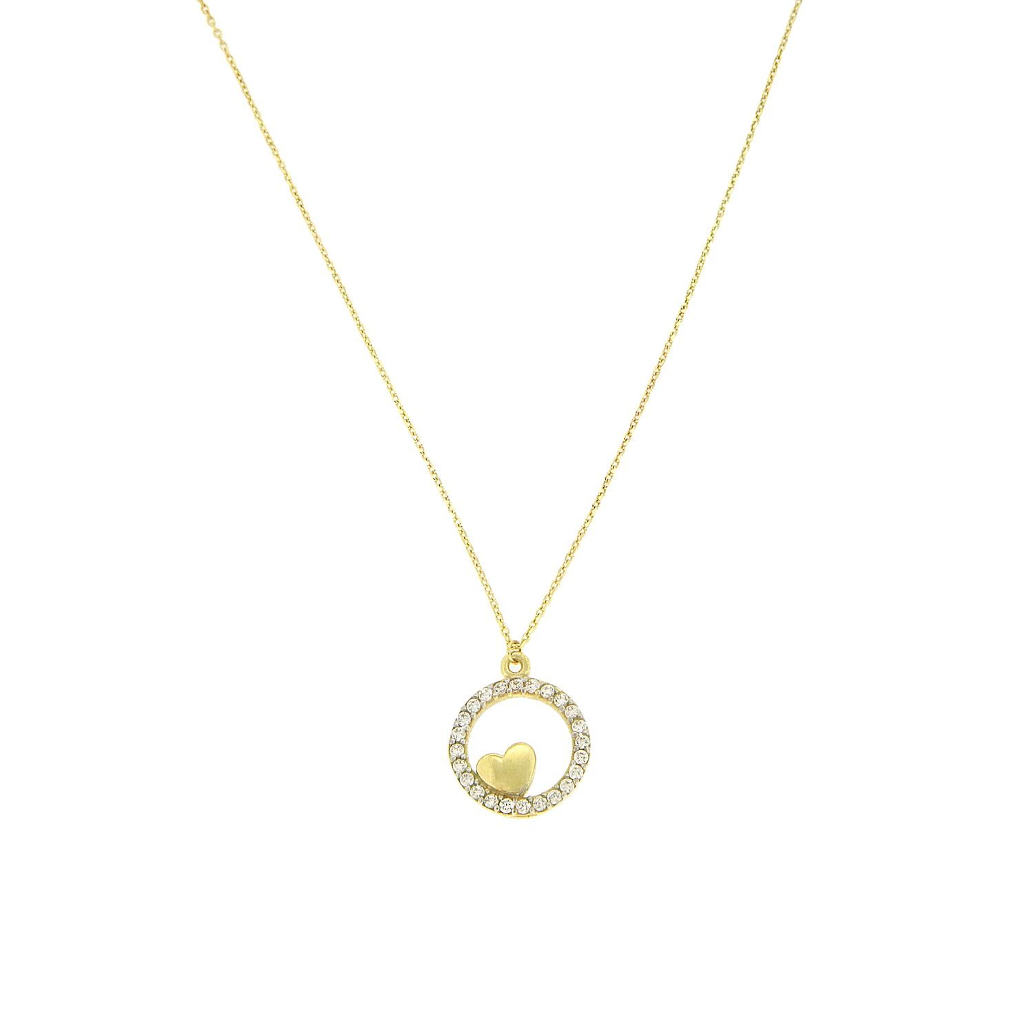 Κολιέ χρυσό κύκλος με καρδιά K9