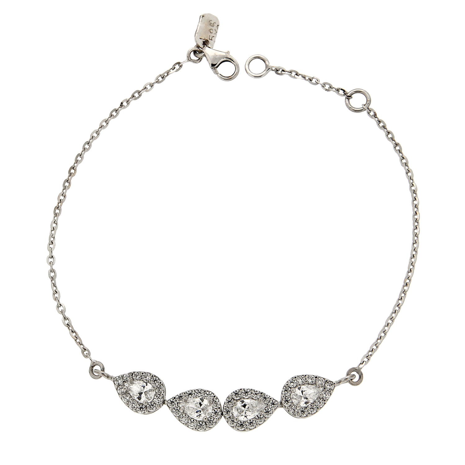 Βραχιόλι λευκόχρυσο 14 καρατίων με ροζέτες