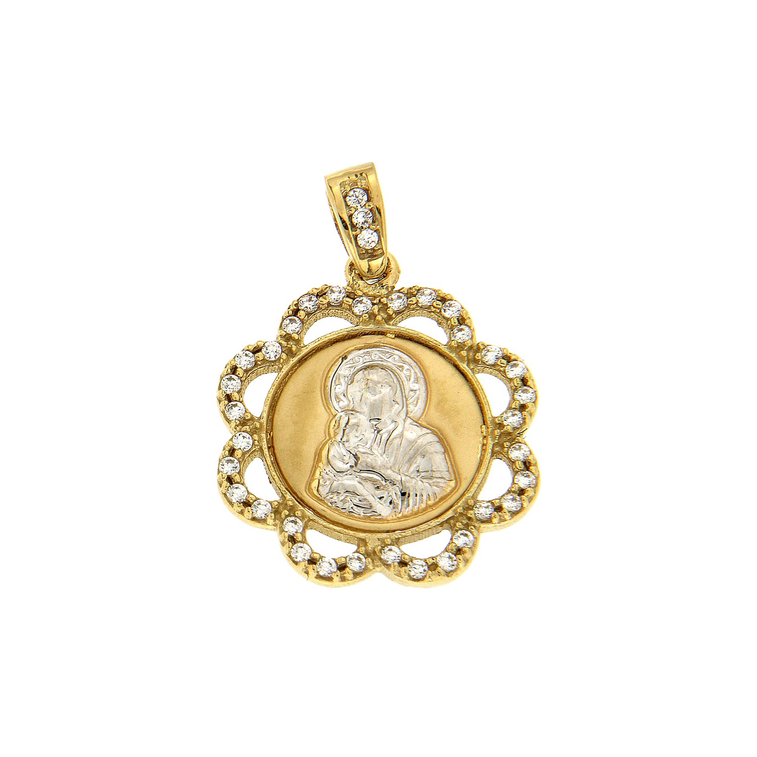 Κωνσταντινάτο με την Παναγία και τον Χριστό με λευκές πέτρες Κ14