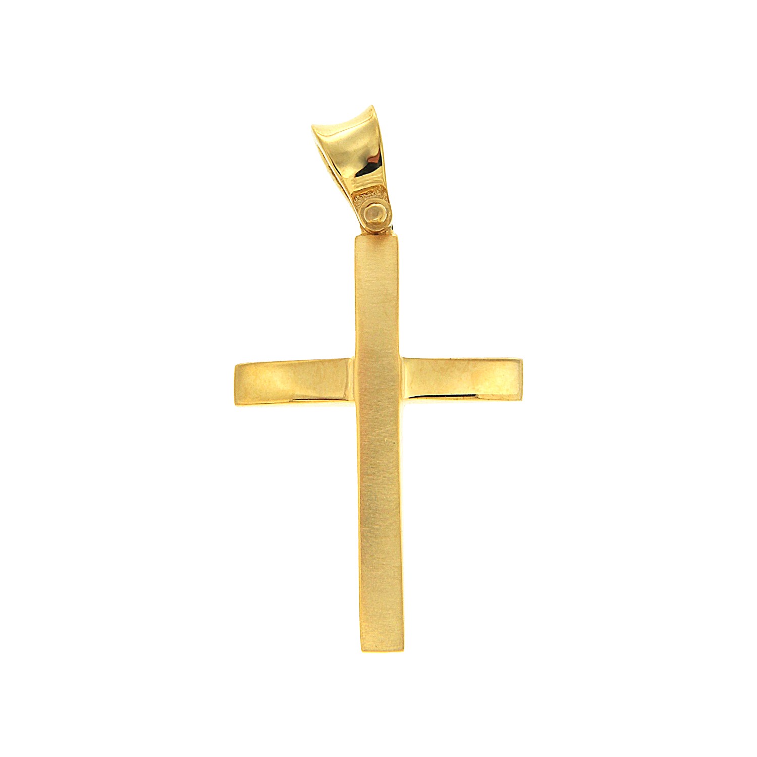 Σταυρός minimal γυαλιστερός και ματ 14 καρατίων (κ585)
