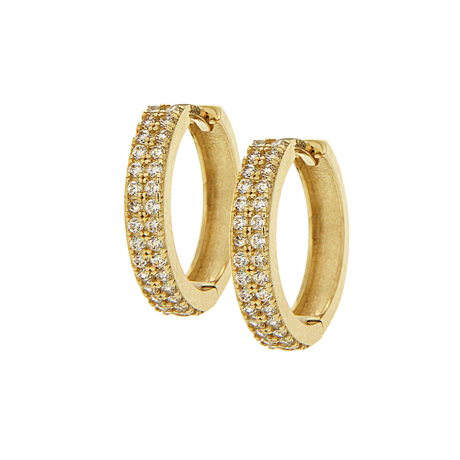 Κρίκοι χρυσοί με δύο σειρές πέτρες 5192690