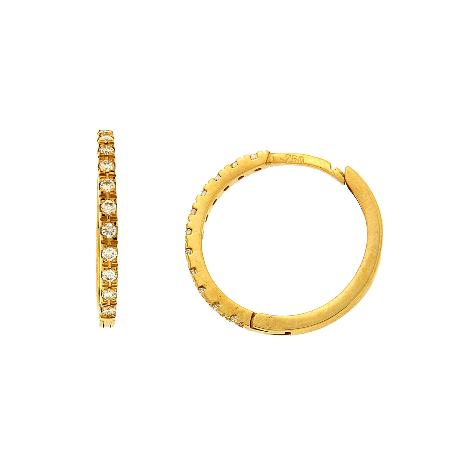 Κρίκοι χρυσοί Κ18 με διαμάντια 0.22ct