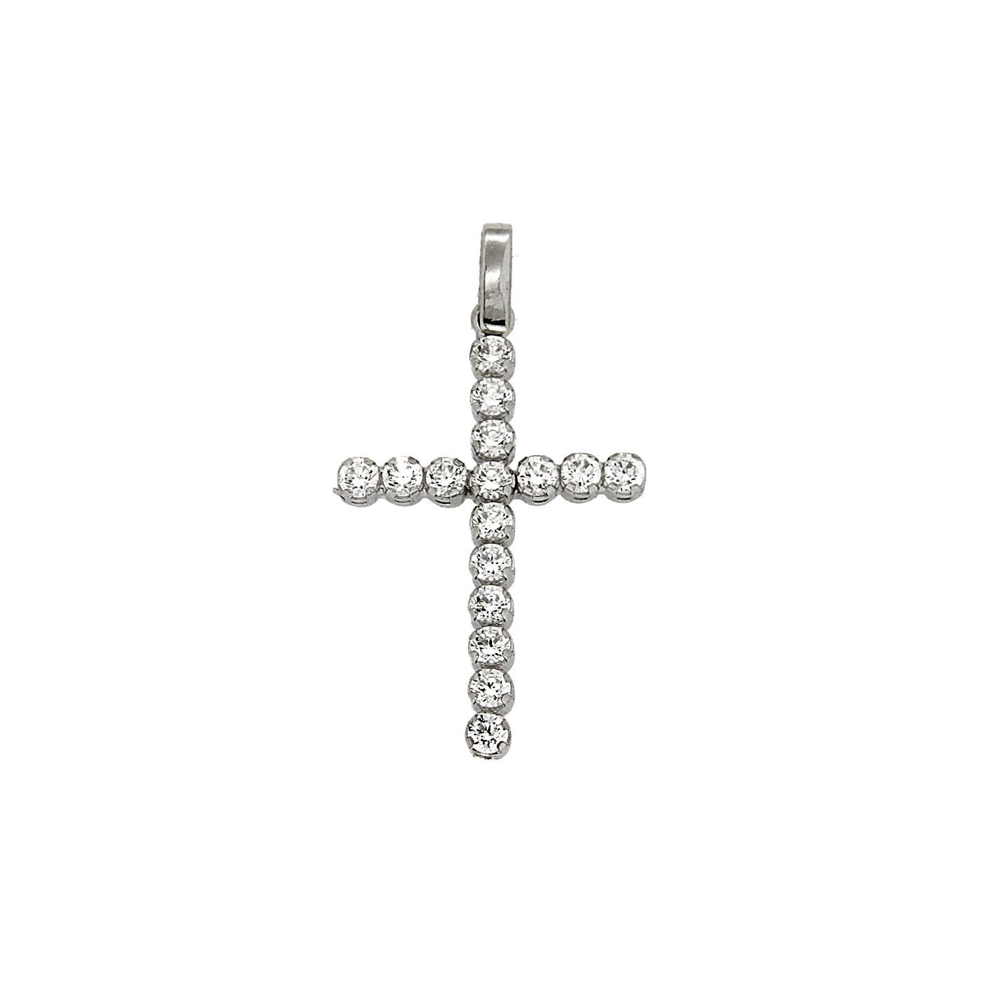 Σταυρός μακρόστενος λευκόχρυσος