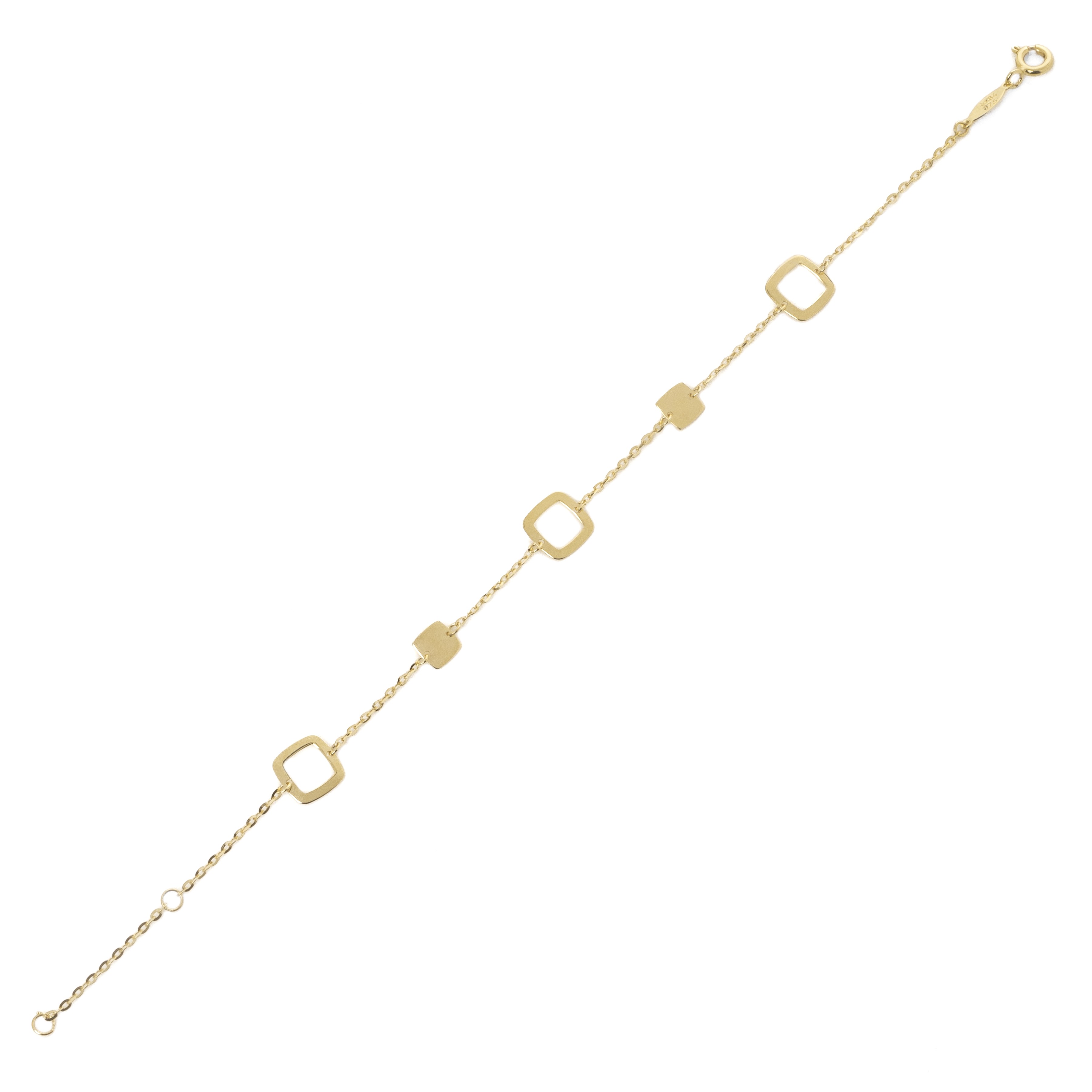 Βραχιόλι χρυσό square charms