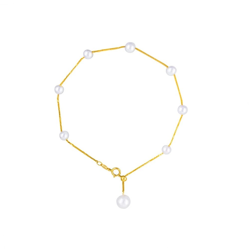 Βραχιόλι αλυσίδα Κ18 με μαργαριτάρια