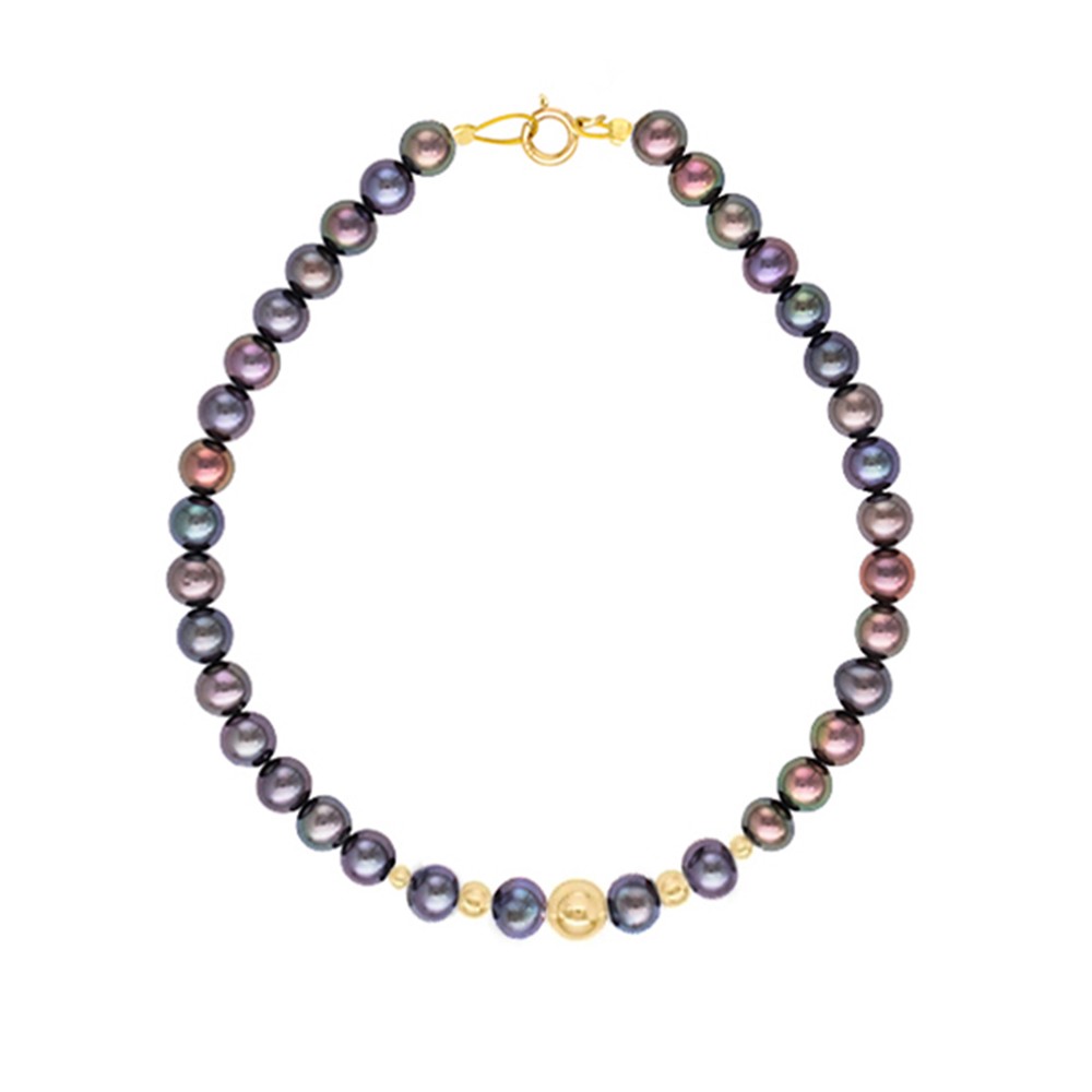 Βραχιόλι με μαύρα μαργαριτάρια και μπίλιες degrade