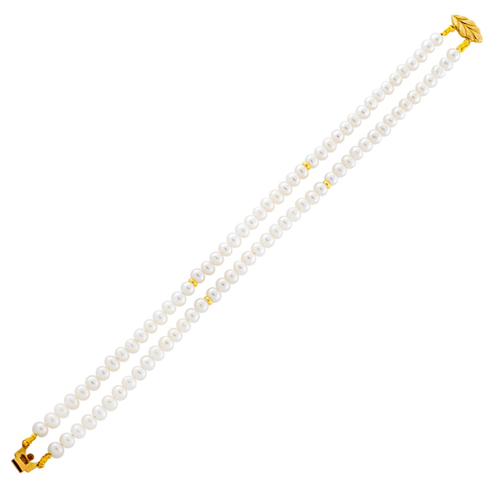 Βραχιόλι δύο σειρές μαργαριτάρια με μπίλιες