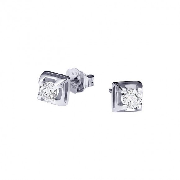 Σκουλαρίκια Diamonds τετράγωνα μονόπετρα 0.09ct