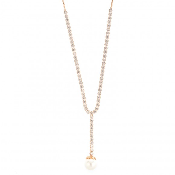 Κολιέ ριβιέρα rosegold με μαργαριτάρι