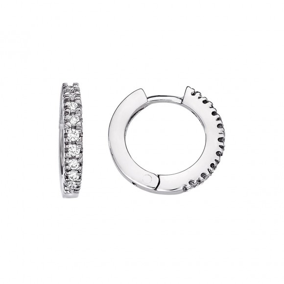 Κρίκοι λευκόχρυσοι με διαμάντια 0.18ct