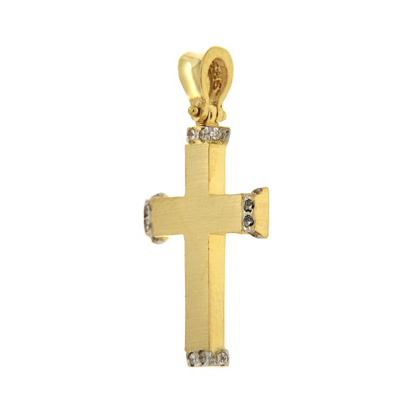 Σταυρός με κρίκο και πέτρες στα τελειώματά του