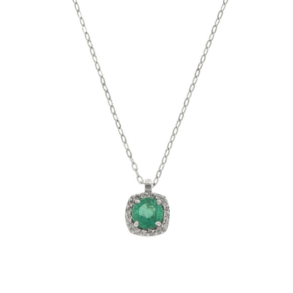 Μενταγιόν ροζέτα με σμαράγδι 0.50ct