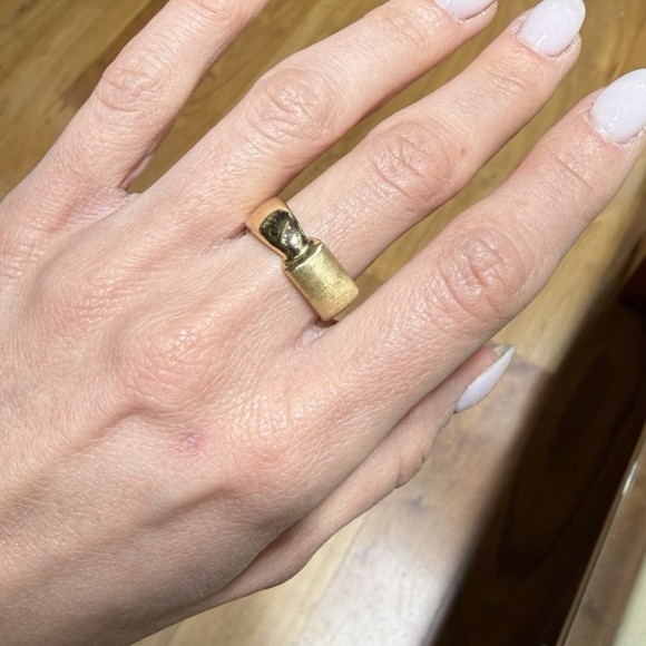 Δαχτυλίδι χρυσό k14 ματ και γυαλιστερό