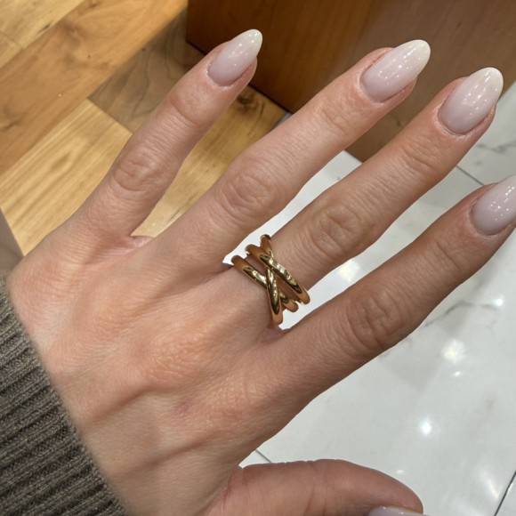 Δαχτυλίδι χρυσό k14 τριπλό πλεγμένο