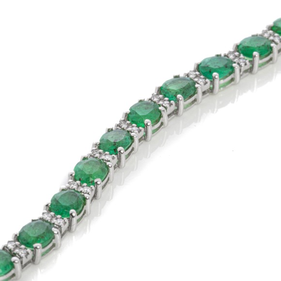 Βραχιόλι ριβιέρα (tennis bracelet)  με διαμάντια και σμαράγδια(7.03ct)
