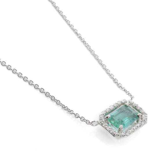 Μενταγιόν ροζέτα με σμαράγδι 0.79ct