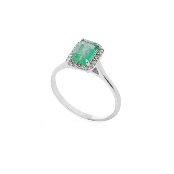 Δαχτυλίδι με διαμάντια και σμαράγδι 0.35ct