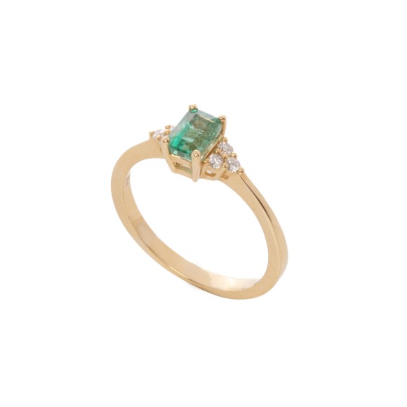 Δαχτυλίδι με διαμάντια και σμαράγδι 0.62ct
