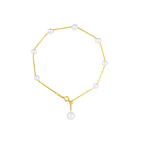 Βραχιόλι αλυσίδα Κ18 με μαργαριτάρια