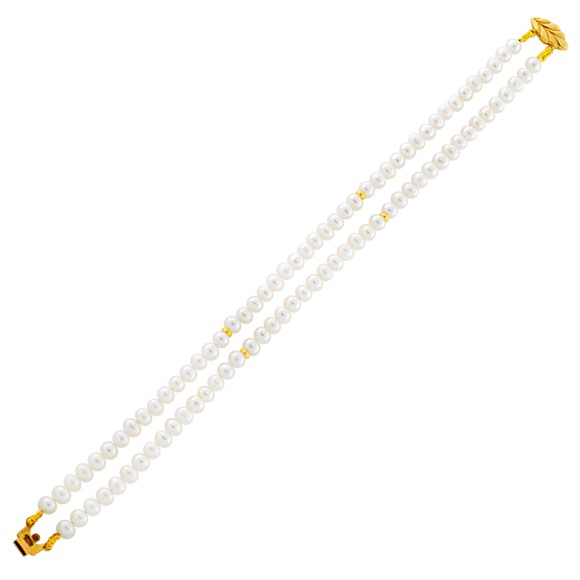 Βραχιόλι δύο σειρές μαργαριτάρια με μπίλιες