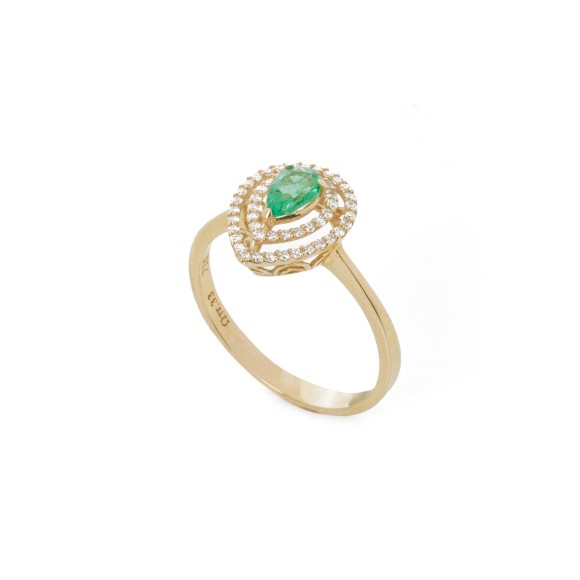 Δαχτυλίδι με διαμάντια και σμαράγδι 0.35ct