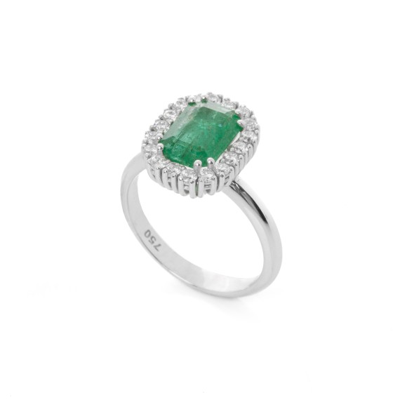 Δαχτυλίδι με διαμάντια και σμαράγδι 1.69ct