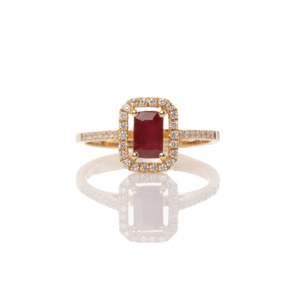 Δαχτυλίδι με διαμάντια και ρουμπίνι 0.67ct