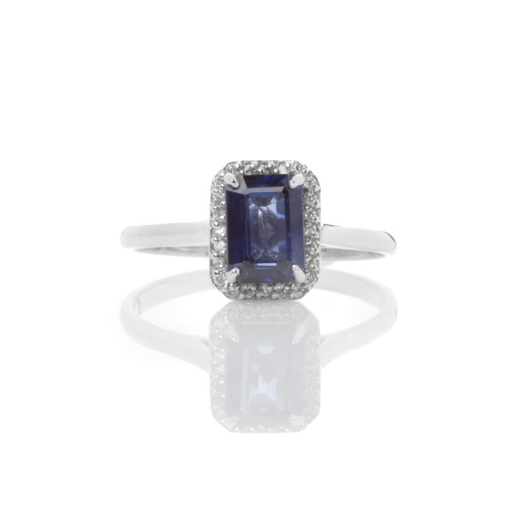 Δαχτυλίδι ροζέτα με ζαφείρι emerald cut 1.22ct