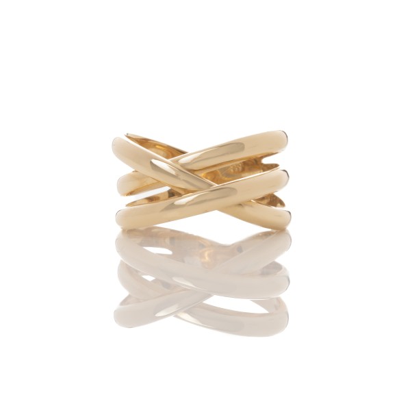 Δαχτυλίδι χρυσό k14 τριπλό πλεγμένο