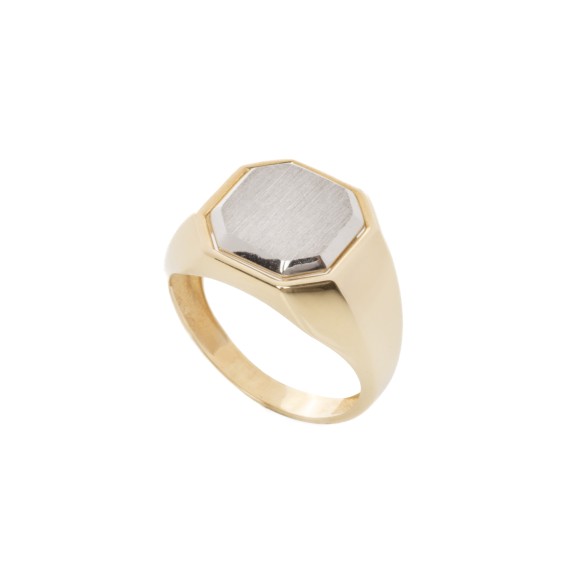 Δαχτυλίδι δίχρωμο οκτάγωνο μοτίφ