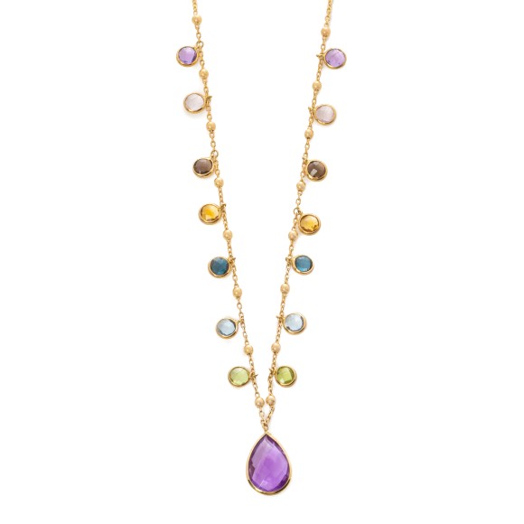 Βραχιόλι με διάφορες ορυκτές και κέντρο αμέθυστο