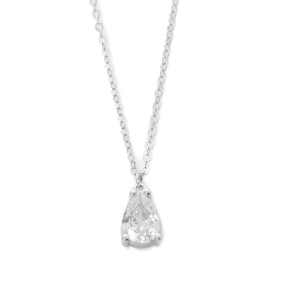 Κολιέ λευκόχρυσο μονόπετρο ζιργκόν pear