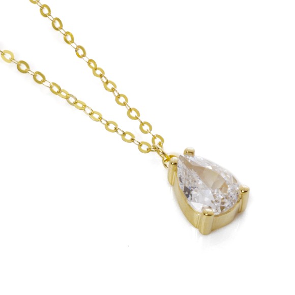 Κολιέ μονόπετρο ζιργκόν pear