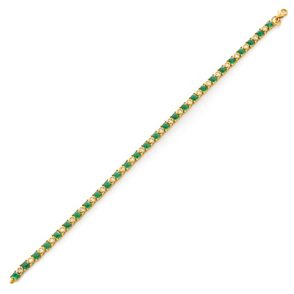 Βραχιόλι ριβιέρα Κ14 με πράσινες πέτρες