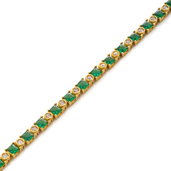 Βραχιόλι ριβιέρα Κ14 με πράσινες πέτρες