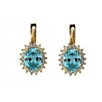 Σκουλαρίκια σε ροζέτα με ορυκτό  Blue Topaz K14