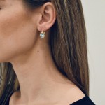 Σκουλαρίκια σε ροζέτα με ορυκτό  Blue Topaz K14