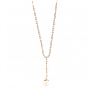 Κολιέ ριβιέρα rosegold με μαργαριτάρι