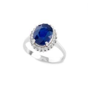 Δαχτυλίδι ροζέτα οβάλ με ζαφείρι(4.03ct)