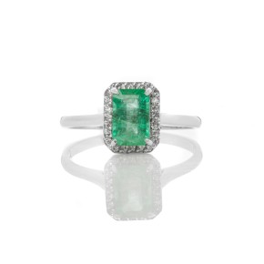 Δαχτυλίδι με διαμάντια και σμαράγδι 0.35ct