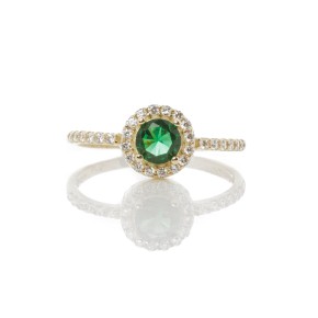 Δαχτυλίδι ροζέτα πράσινη στρόγγυλη με πλαϊνές