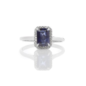 Δαχτυλίδι ροζέτα με ζαφείρι emerald cut 1.22ct