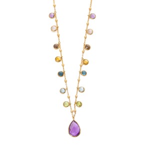 Βραχιόλι με διάφορες ορυκτές και κέντρο αμέθυστο