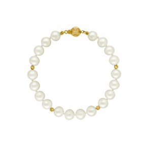 Βραχιόλι μαργαριτάρια 7-7.5mm και χρυσές μπίλιες