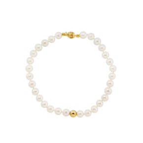 Βραχιόλι μαργαριτάρια και  χρυσ΄ή μπίλια 5-5.50mm