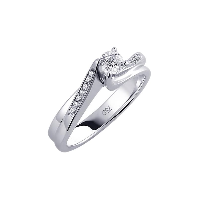 Δαχτυλίδι μονόπετρο φλόγα 0.31ct με πλαϊνές