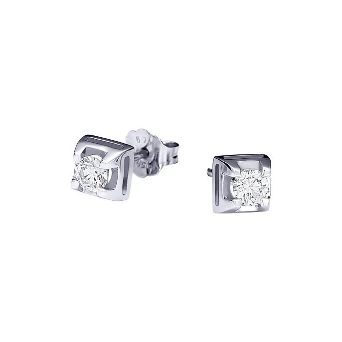 Σκουλαρίκια Diamonds τετράγωνα μονόπετρα 0.09ct