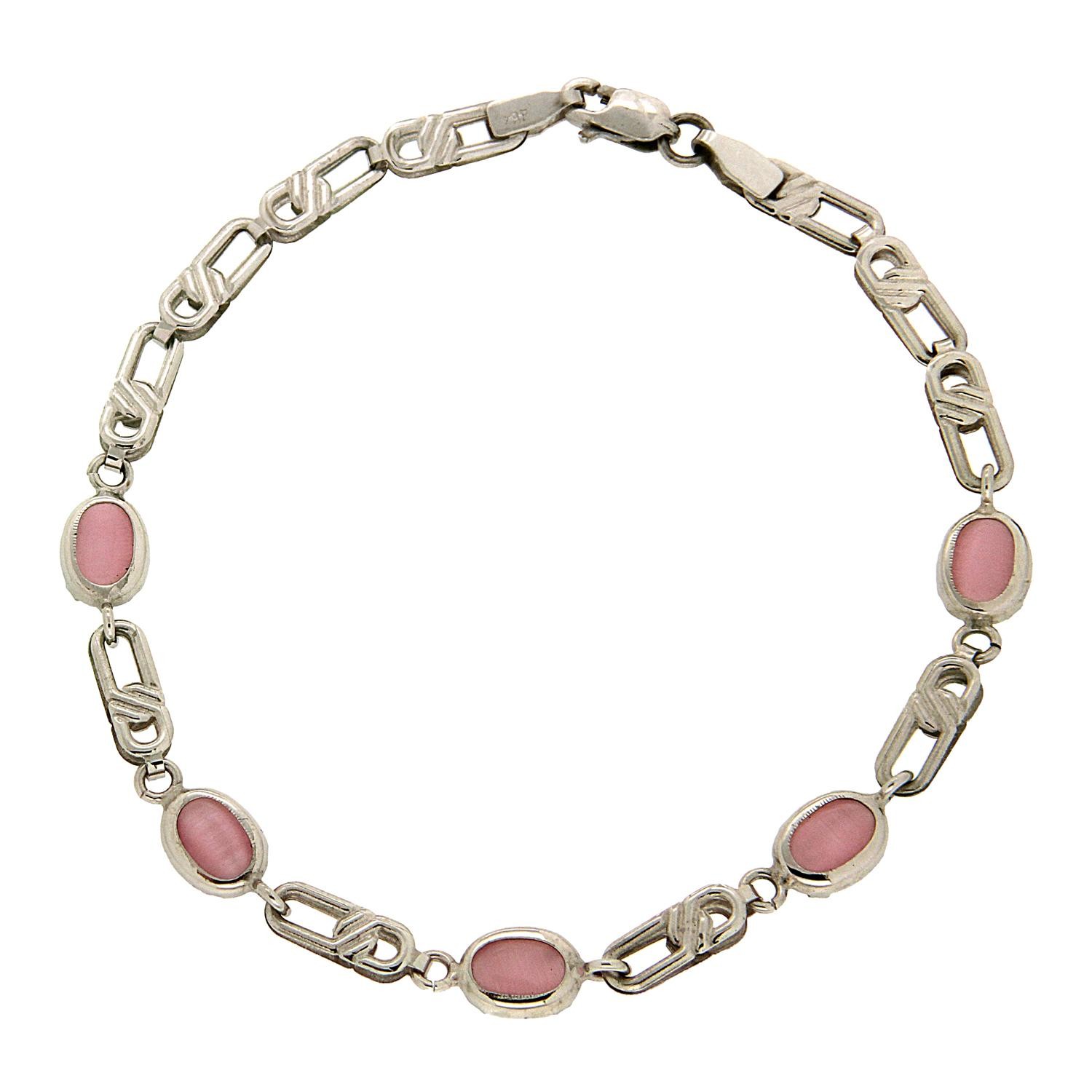 Βραχιόλι λευκόχρυσο με ροζ ovals