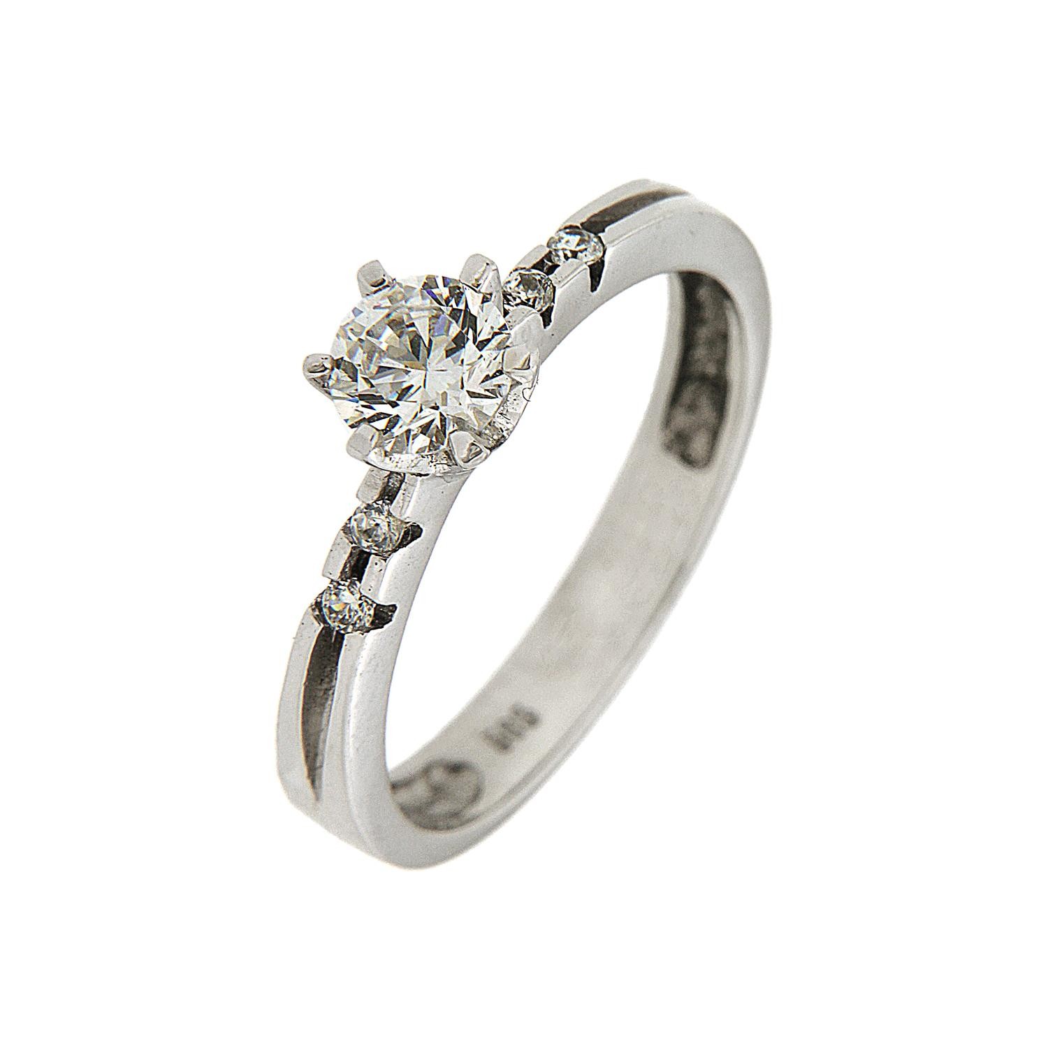 Δαχτυλίδι μονόπετρο λευκόχρυσο K14 4312190